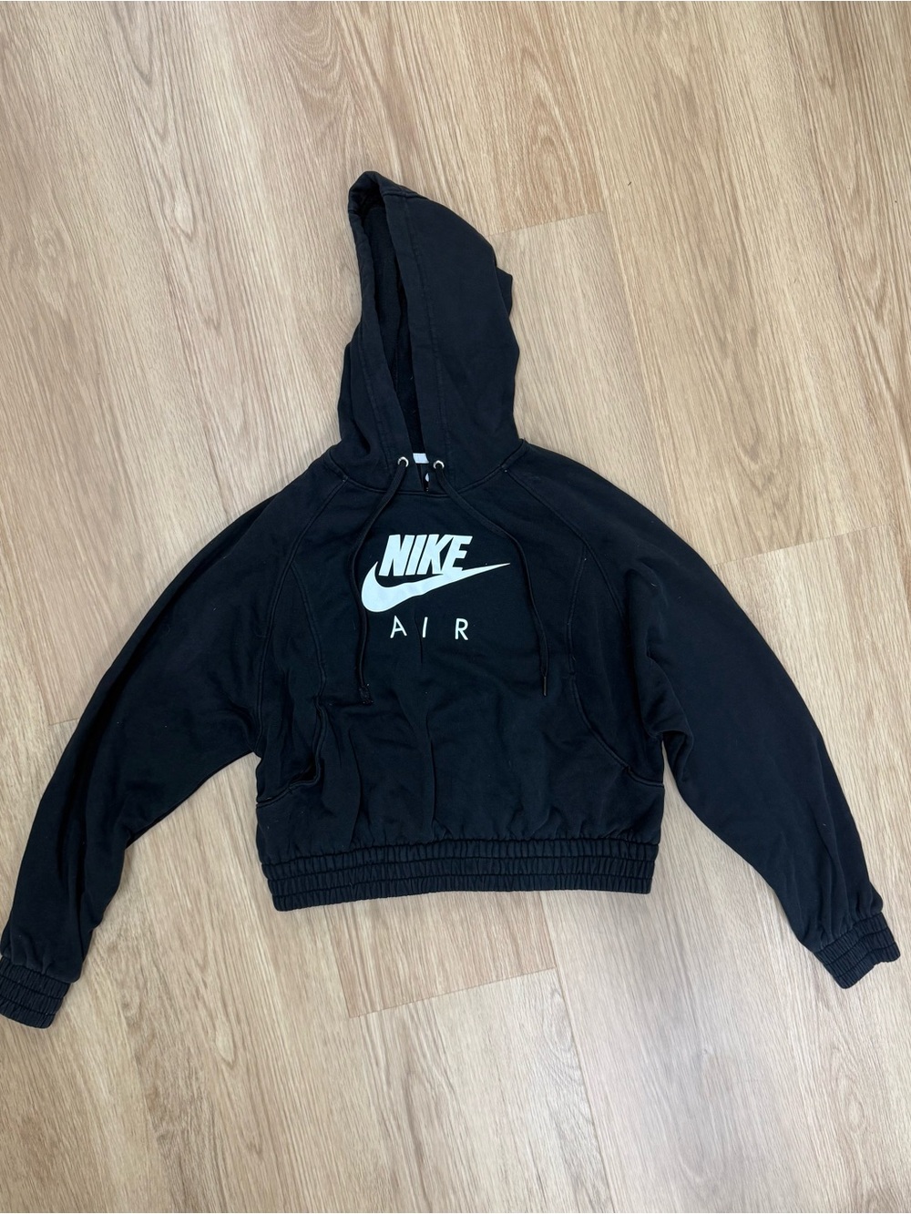 Nike Air Cropped Hoodie Sweatshirt Black Women's Medium Logo Pullover Casual